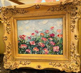 KADLIC Original Oil Painting Wildflowers Impasto Gold Gilt 15" Frame
