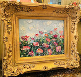 KADLIC Original Oil Painting Wildflowers Impasto Gold Gilt 15" Frame