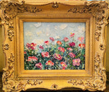 KADLIC Original Oil Painting Wildflowers Impasto Gold Gilt 15" Frame