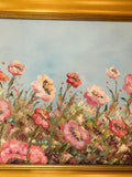 KADLIC Floral Impasto Landscape Original Oil Painting Gilt 30” Frame Fine Art
