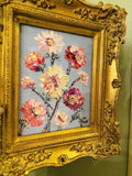 KADLIC Original Oil Painting Wildflowers Impasto Gold Gilt 15" Frame