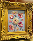 KADLIC Original Oil Painting Wildflowers Impasto Gold Gilt 15" Frame