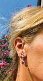 Fine Vintage Estate 18k Gold 4ct F/VS Ruby Diamond Drop Dangle Earrings