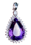 Vintage Estate 14k Gold Diamond Amethyst Necklace Pendant