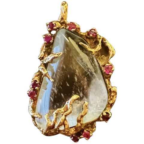 Vintage 1960s Freeform ARTHUR KING 18k Gold Amethyst Pendant Brooch