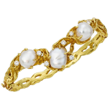 Stunning Arthur King 18k Gold Diamond South Sea Baroque Pearl Bracelet, 35g