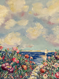 KADLIC Impressionist Flowers Seascape Original Oil Painting On Canvas 24x20