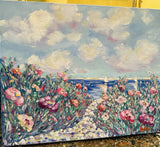 KADLIC Impressionist Flowers Seascape Original Oil Painting On Canvas 24x20