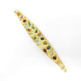 Vintage 1960 H. Stern Designer 18k Emerald Aquamarine Gemstone Cuff Bracelet