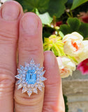 Vintage Ring-dant Platinum 4ct Aquamarine G VS Diamond Ballerina Ring Pendant