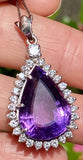 Vintage Estate 14k Gold Diamond Amethyst Necklace Pendant