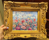 KADLIC Original Oil Painting Floral Landscape Impasto Gold Gilt 15" Frame