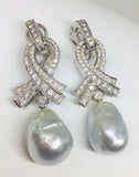 Marlene Stowe 2.62 ct Diamond Day/Night Drop Dangle Baroque Pearl Earrings $8500