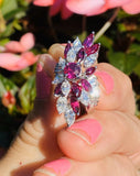 Vintage Midcentury 1950s Retro Platinum 4.50ct Ruby VS Diamond Ring