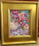 KADLIC Floral Poppies Flowers Original Oil Painting 8x10 Gold Gilt Leaf Frame
