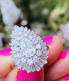 Stunning RING-DANT Platinum 4.00ct VS Diamond Ballerina Baguette Ring