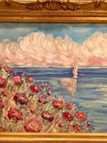 24x20" Mediterranean Seascape KADLIC Original Oil Painting Art Gold Frame