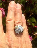 Vintage Midcentury 18k Gold 4ct Diamond Cluster Cocktail Ring