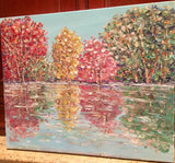 KADLIC Abstract Trees Autumn Landscape Impasto Original Oil Painting 24x20”