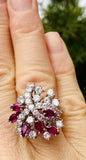 Vintage Midcentury 1950s Retro Platinum 4.50ct Ruby VS Diamond Ring