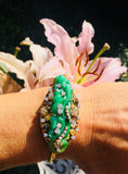 STUNNING Peter Lindeman Handmade 18k Gold Jade Diamond Bangle Bracelet