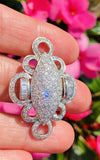 Vintage Estate 18k Gold 3.00ct G VS Pave Diamond Brooch/Pin/Pendant