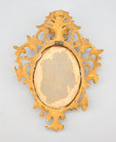 KPM Style Painted Porcelain Plaque Cherub Gold Giltwood Italy Tole Frame 19th C