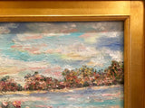 KADLIC Abstract Sunset Seascape Impasto Original Oil Painting Gold Frame 24