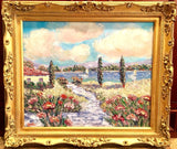 24x20" Riviera Beach Seascape KADLIC Original Oil Painting Art French Gold Frame