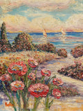KADLIC Abstract Sunset Seascape Impasto Original Oil Painting 24” Large Art