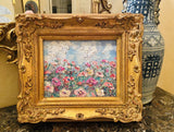 KADLIC Original Oil Painting Floral Landscape Impasto Gold Gilt 15" Frame