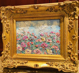 KADLIC Original Oil Painting Floral Landscape Impasto Gold Gilt 15" Frame
