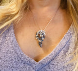 Art Deco Antique 5.00ct Sapphire Marquise Diamond 18K Brooch Pendant Necklace