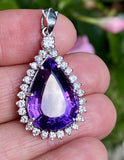 Vintage Estate 14k Gold Diamond Amethyst Necklace Pendant