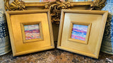 KADLIC PAIR Of Abstract Impasto Original Oil Paintings Gold Gilt Frame Fine Art