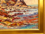 KADLIC Abstract Mountains Seascape Impasto Original Oil Painting Gold Frame 24”