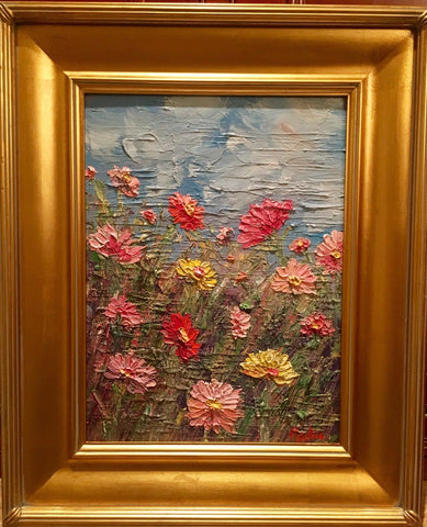 KADLIC Tuscany Floral Wild Flowers Poppy Original Oil Painting 16"x12