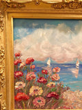 24x20" Mediterranean Seascape KADLIC Original Oil Painting Art Gold Frame