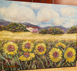 KADLIC French Provence Sunflowers Impasto Original Oil Painting On Canvas 24x20”