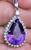 Vintage Estate 14k Gold Diamond Amethyst Necklace Pendant