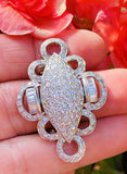 Vintage Estate 18k Gold 3.00ct G VS Pave Diamond Brooch/Pin/Pendant