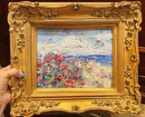 KADLIC Original Oil Painting Impressionist Seascape Impasto Gold Gilt 15" Frame