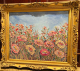 KADLIC Abstract Wildflowers Impasto Original Oil Painting Gilt Gold Frame 24