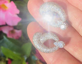 Vintage Estate Platinum 14k Gold 4.90ct VS Pave Diamond Drop Pendant Earring Cli