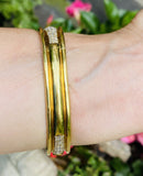 Vintage Estate Italian 18k Gold Pink Tourmaline Moonstone Diamond Cuff Bracelet
