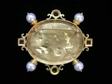 SEIDENGANG 18K Gold Pearl Tourmaline Athena Intaglio Pendant Brooch Pin Enhancer