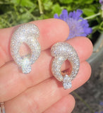 Vintage Estate Platinum 14k Gold 4.90ct VS Pave Diamond Drop Pendant Earring Cli