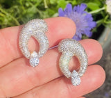 Vintage Estate Platinum 14k Gold 4.90ct VS Pave Diamond Drop Pendant Earring Cli