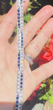 Vintage Midcentury Platinum 10.0ct Blue Sapphire Diamond Bracelet