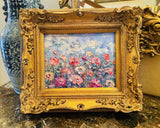 KADLIC Original Oil Painting Floral Landscape Impasto Gold Gilt 15" Frame